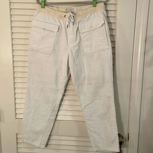 Sun + Stone Unisex White Corduroy Pale Yellow Drawstring with Snap Front Pockets